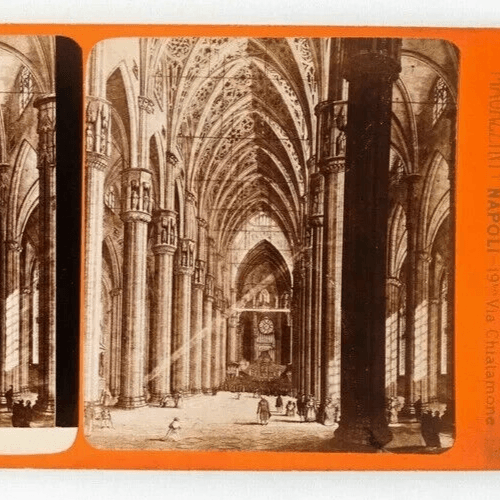 Vintage Stereoview G.BROGI - Milano, interno della Cattedrale, Italy c. 1880 image 2