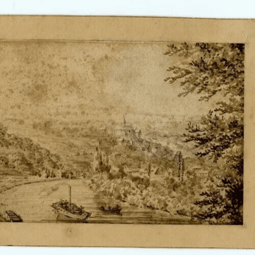 Antique Ink original Drawing Landscape Park, Prony, Berry Artworkn 19th century image 4