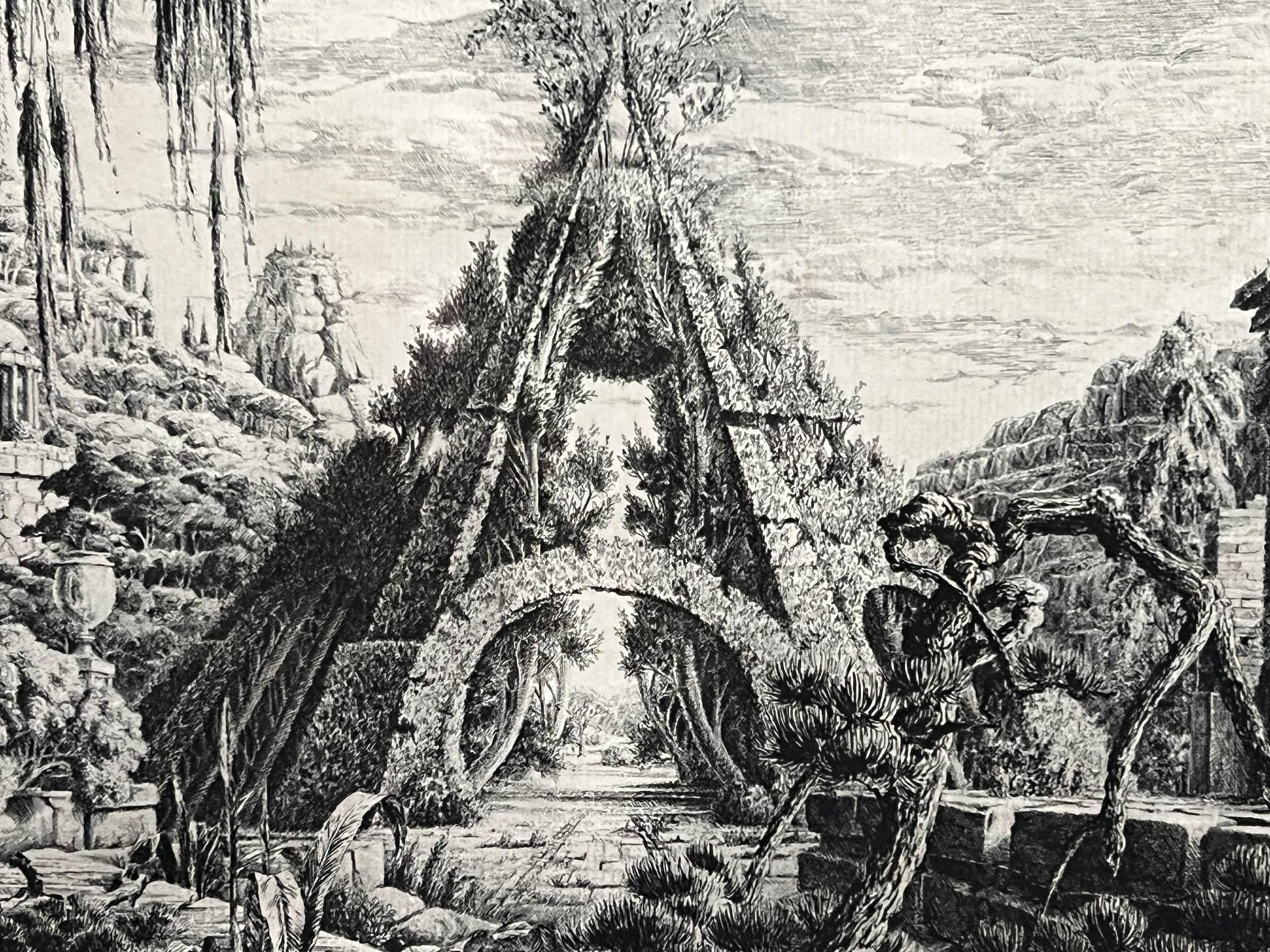 Drawing by François HOUTIN (1950) Pyramid Landscape
