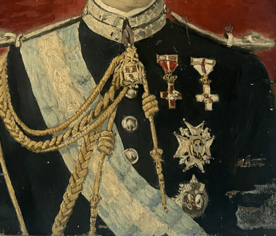 Antique Painting Original Man, Portrait, Military, Charles III signed image 4