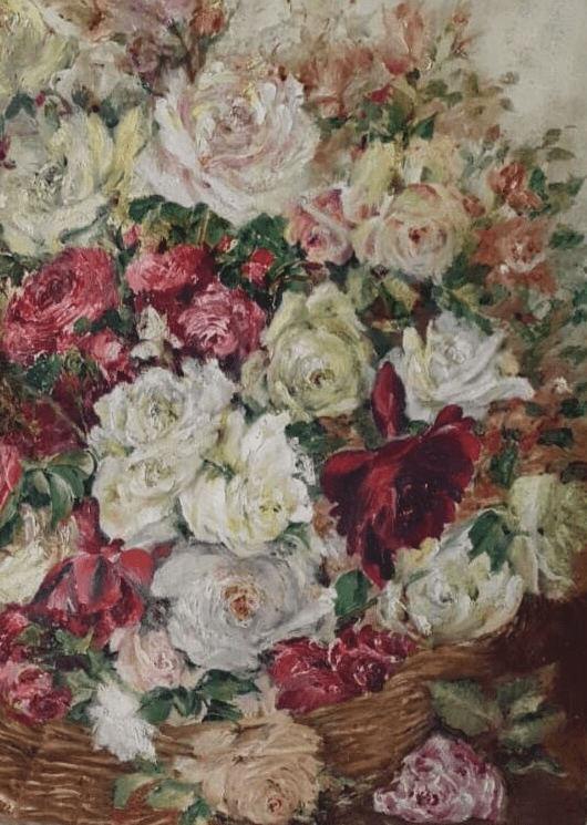 Antique Original Painting Still Life, Flowers, Floral, Roses 19th century image 4