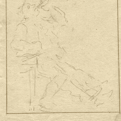 Antique Pencil Original Drawing attributed Cornélis TROOST Man Drinking image 3