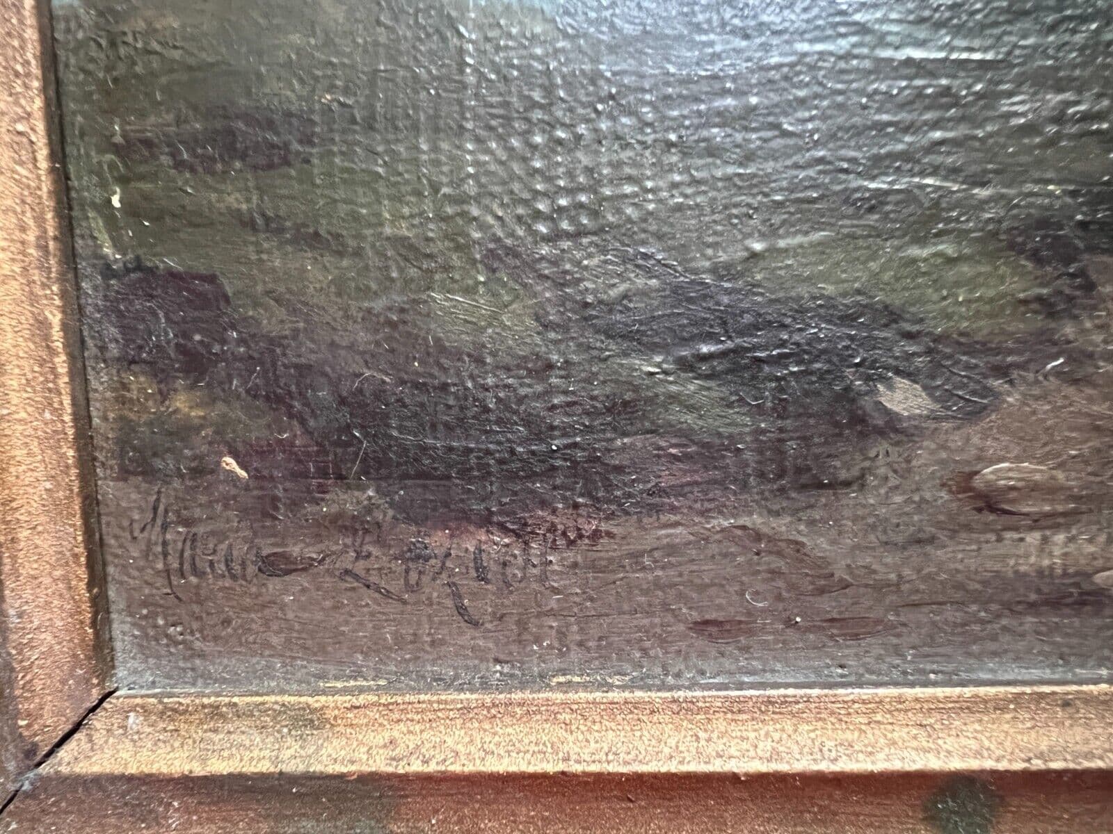 Antique Painting Original Landscape Mountains Italy's Alpine 19th century Framed image 6