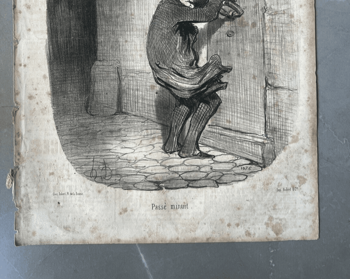 Antique Print 19th century Daumier, Locataires et Proprietaires, Passe Minuit image 4