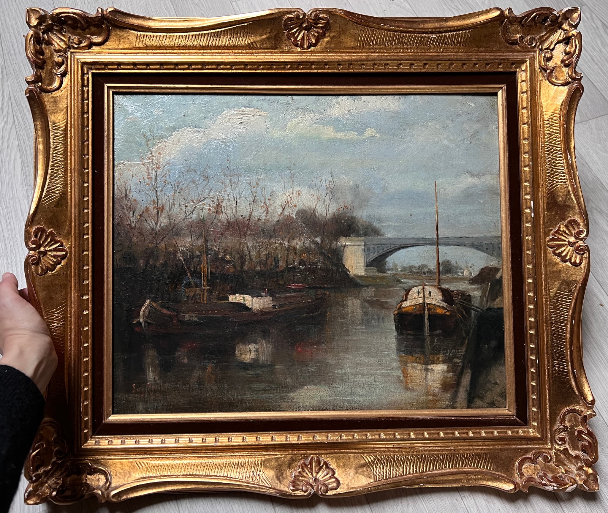 Painting Moored Boats by Eugène PENOT	(1854-?) image 3