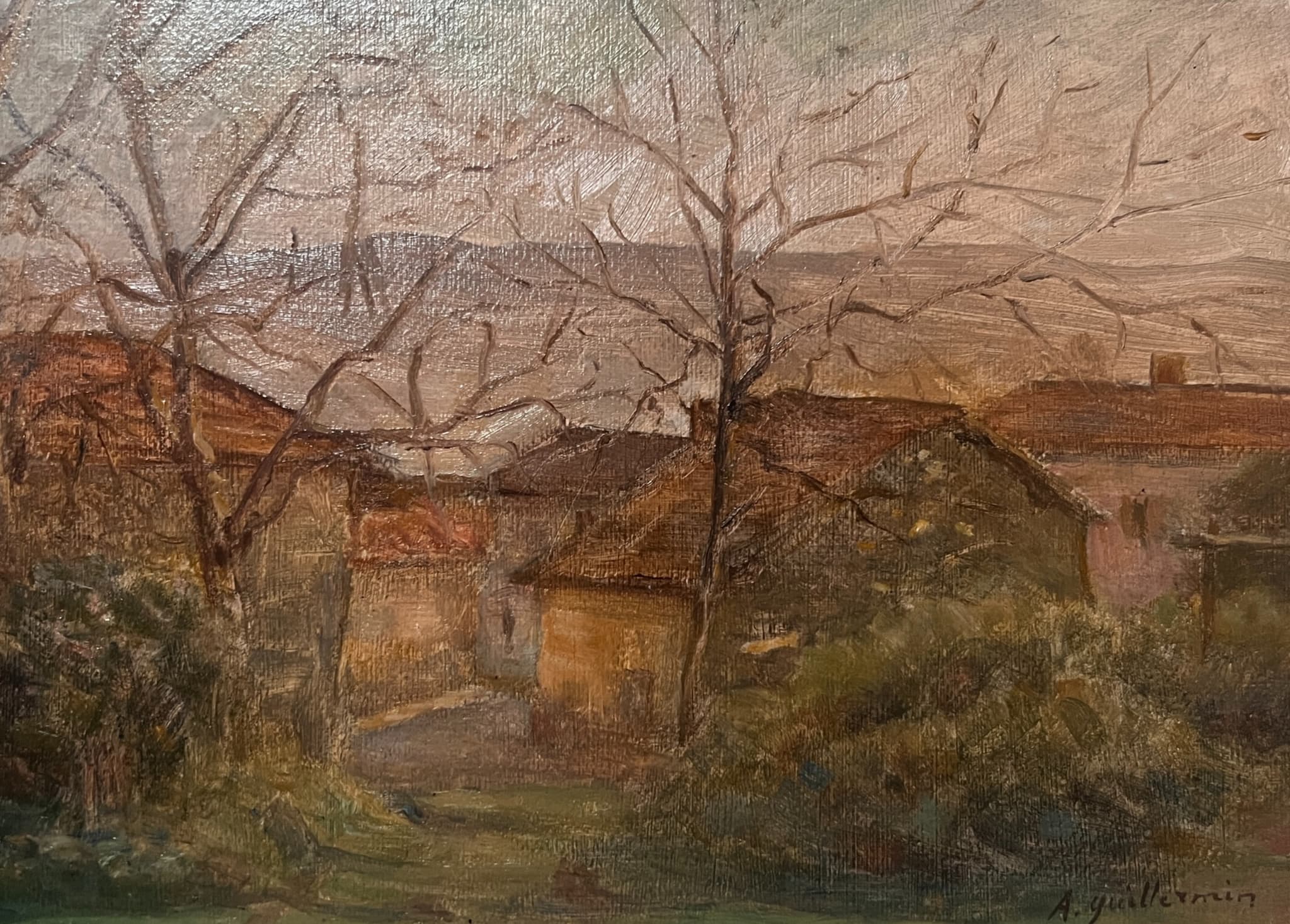 Painting Autumn CItyview Landscape signed image 1
