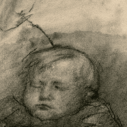 Antique Charcoal Drawing Original 19th century Child Mother Portrait 1878 image 4
