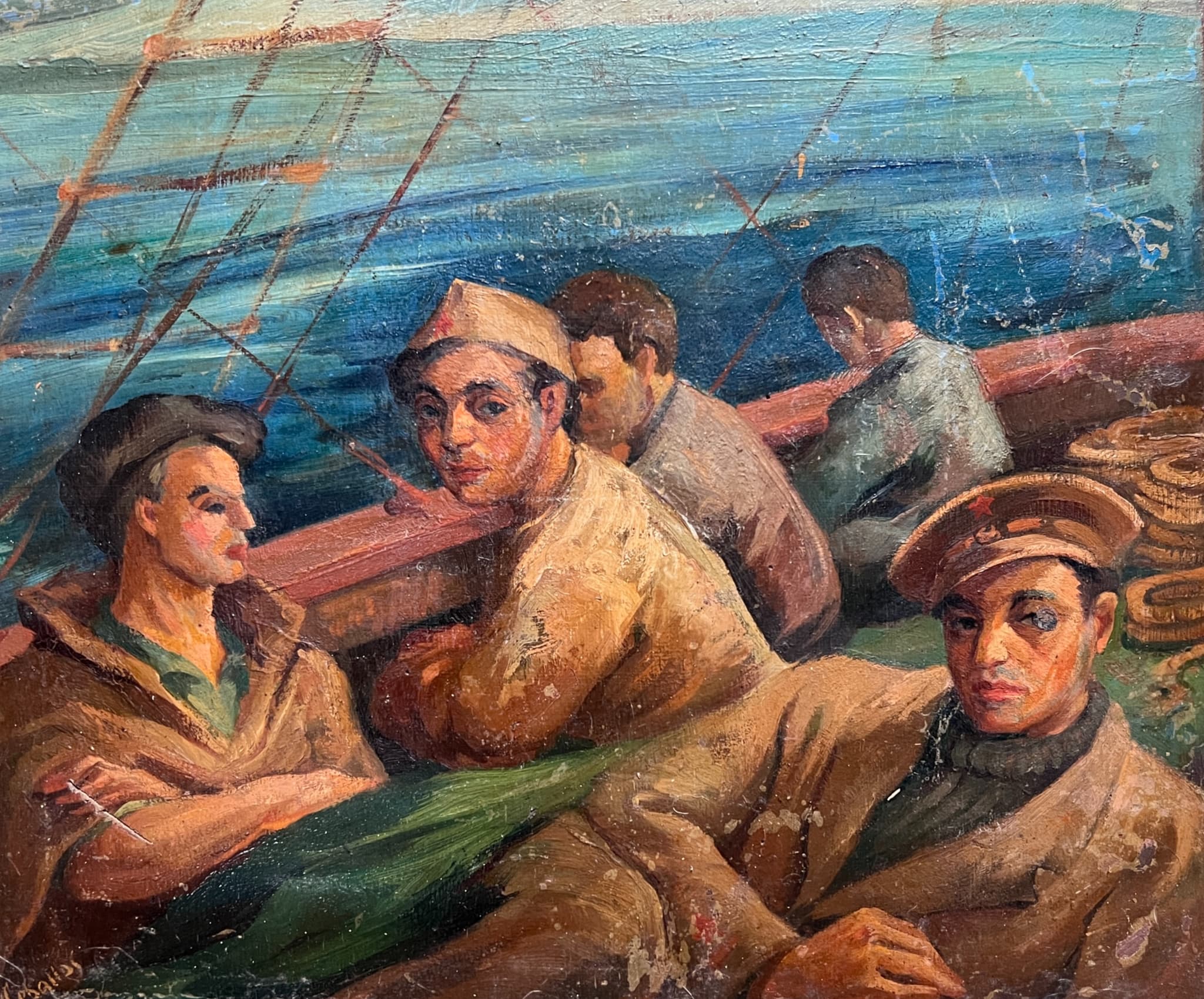 Painting Boghani Algeria Evacuation by Rufino CEBALLOS (1907-1970) image 1