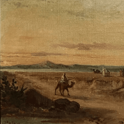 Antique Painting Louis Auguste LOMBARD (XIX) Orientalist Landscape image 3