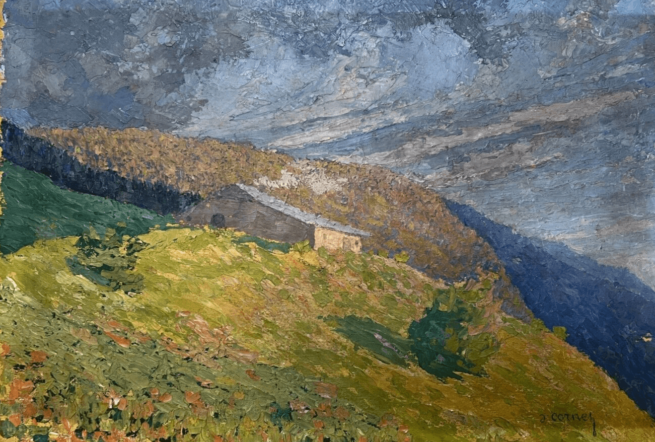 Joseph CORNET (XX) Mountain Landscape with Chalet Painting image 1