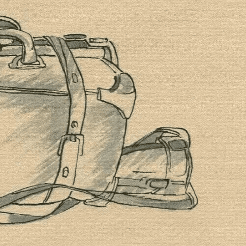Vintage Ink Original Drawing Suitcase, Bag, Luggage, Object, Still Life image 4