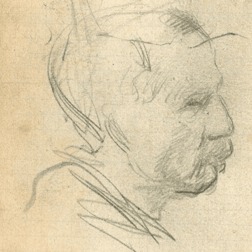 Vintage Pencil Original Drawing signed Man with Moustache Portrait image 3