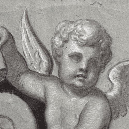Original Original Antique Pencil 18th century Drawing Nude Angel image 2