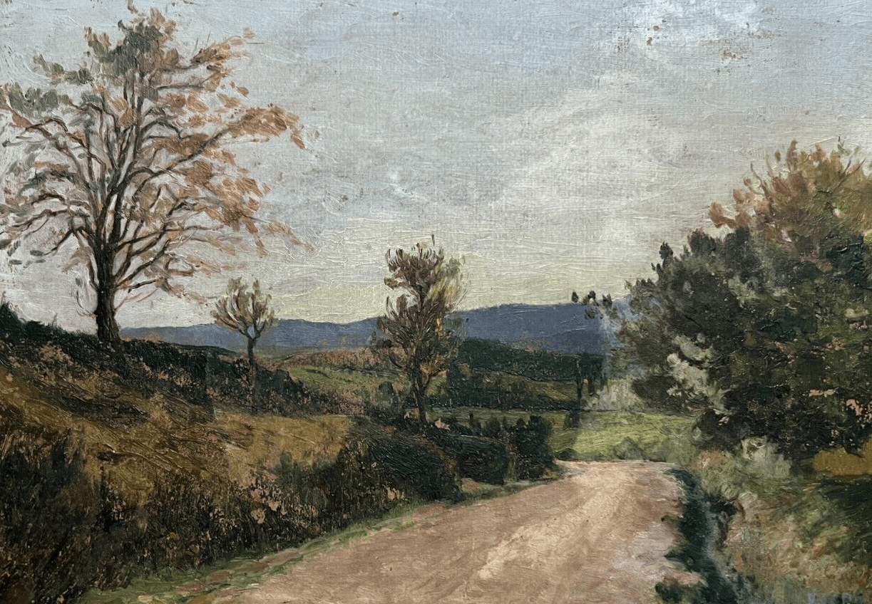 Antique Original Painting Landscape, Forest, Trees