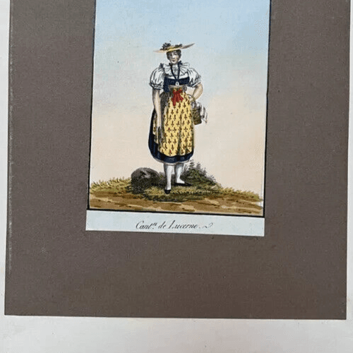 Vintage Original Old Drawing People, Portrait Canton of Lucerne image 3