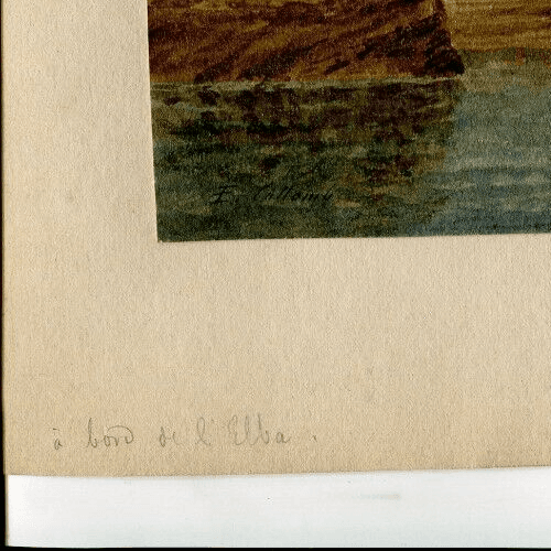 Antique Drawing signed Collomb Landscape Cape Palos, Andalusia, Spain image 5
