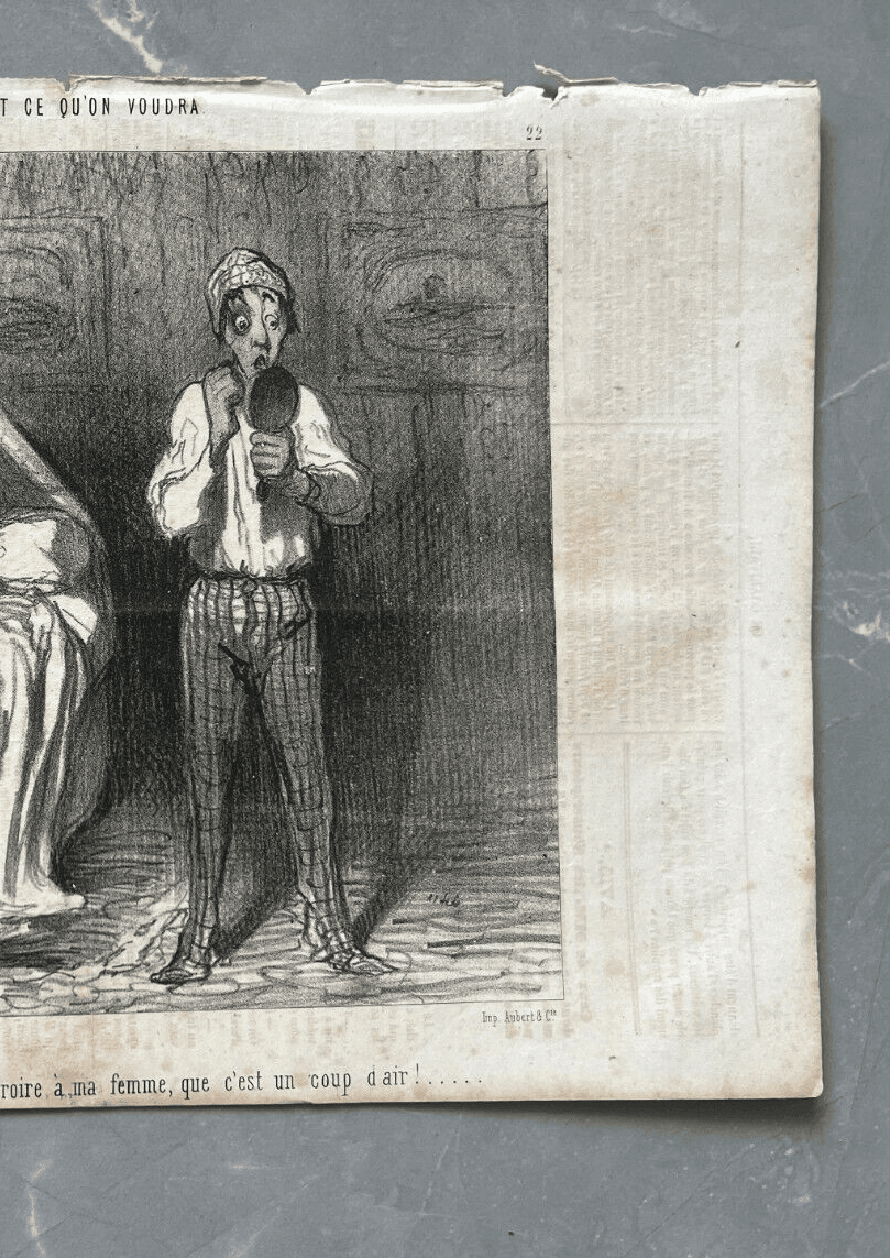 Antique Print 19th century Daumier, Tout ce qu'on voudra, coup d'air image 4