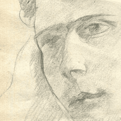Vintage Original Pencil Drawing Man Portrait c. 1929 image 3