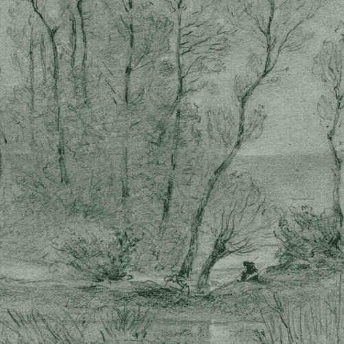 Antique Drawing Pencil signed Henri CHEVALLIER (1808-1893) Landscape, Trees 1863 image 2