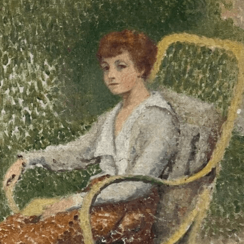 Antique Painting Original Woman Portrait signed Georges AUFRAY	(1864-1941) image 2