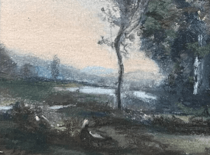 Antique Oil Original Painting signed Forest, Landscape, Trees image 3