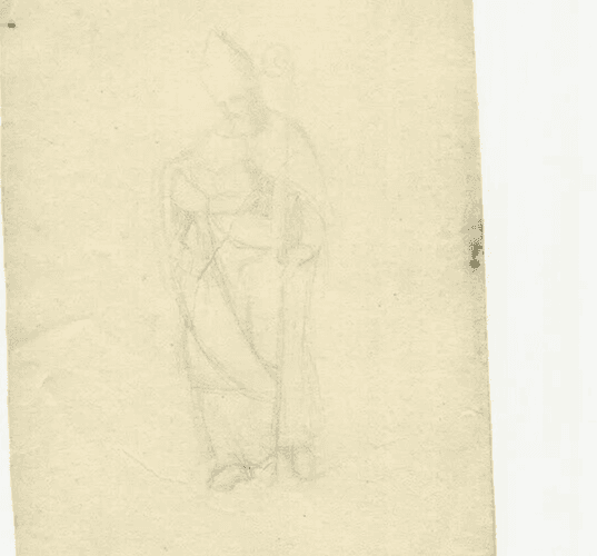 Antique Pencil Original Drawing Pope, Apostle, Religious, People, Portrait image 5