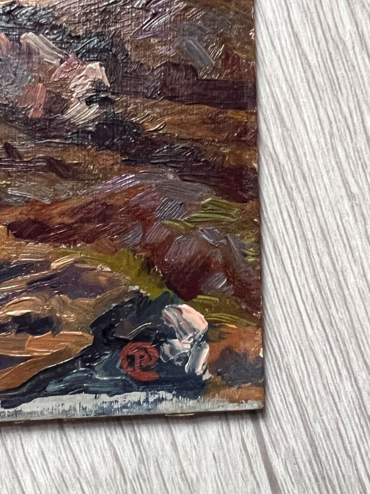 Antique Painting Original Landscape, Seascape, Rocks, Waves signed image 3