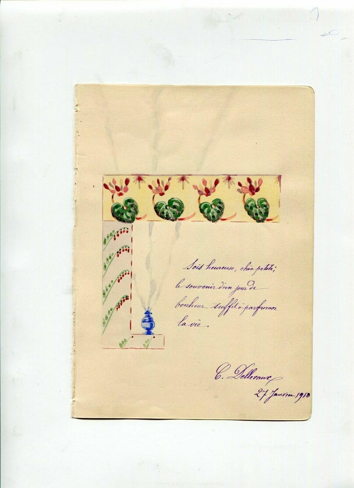 Antique Document Letter by Jules Brunard (1837-1910) Poem image 6