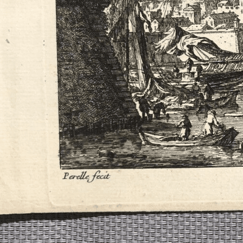 Antique Etching Original Nicolas PERELLE (1631-1695) Harbour view Etching image 6