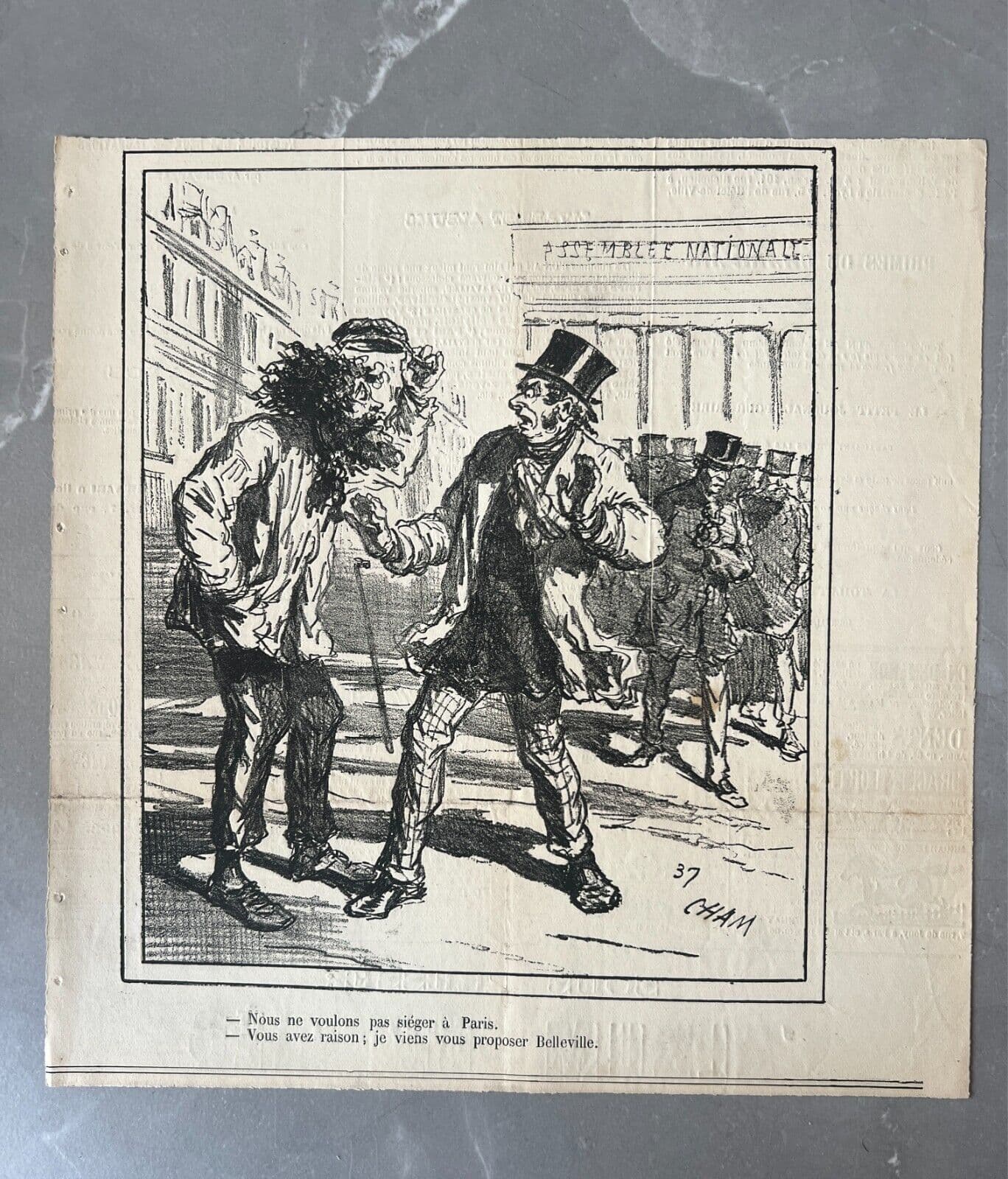 Antique Print 19th century Cham, Sieger Paris, Apres le Siege 1837 image 2