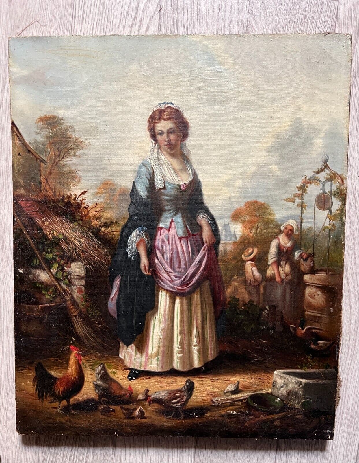 Antique Painting Original Portrait, Woman, Farmer 19th century Durand-Ruel image 6