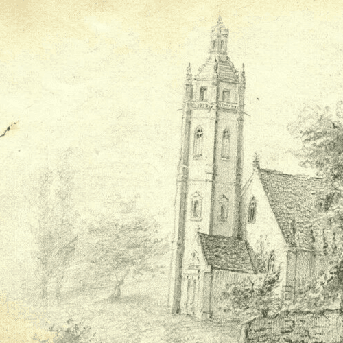 Antique Pencil Original Drawing 19th century Loisey Landscape with Farm image 2