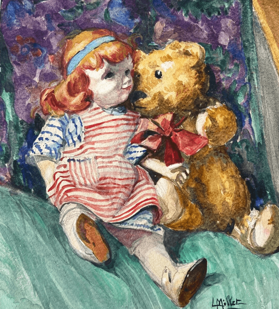 Drawing Signed Doll and Bear image 1
