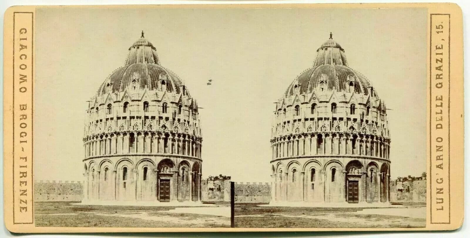 Vintage Stereoview Giacomo Photograph BROGI - Pisa. Il Battistero c. 1870 image 7