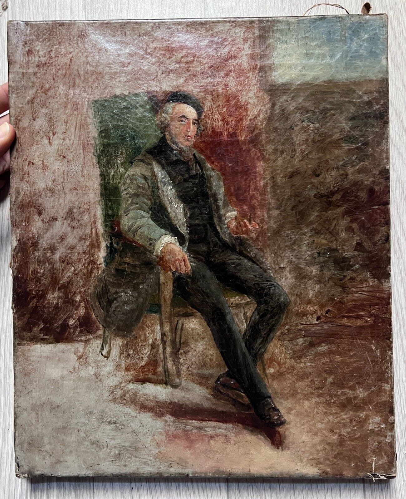Painting Man Portrait Sitting on a Chair image 2