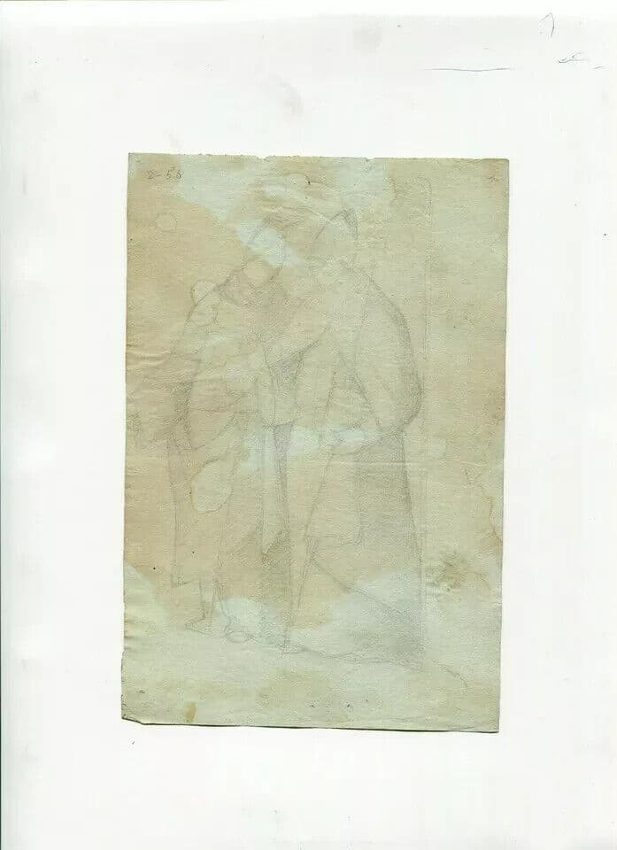 Antique Pencil Drawing 19th century Religious Orthodox Priests Portrait image 5