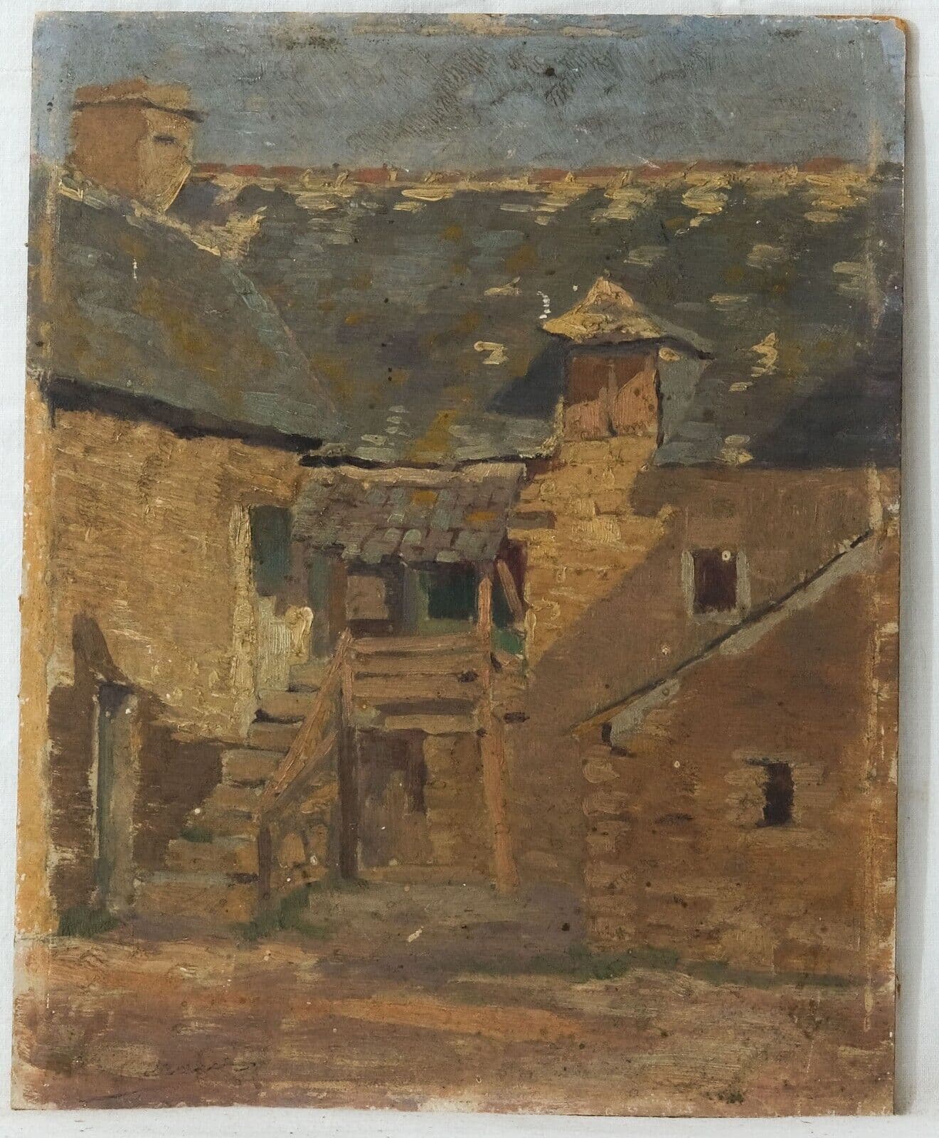Antique Painting Original Landscape, House, Pont Aven signed image 5