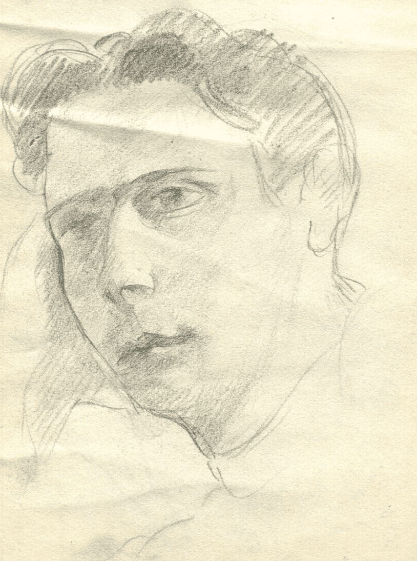 Vintage Original Pencil Drawing Man Portrait c. 1929 image 1