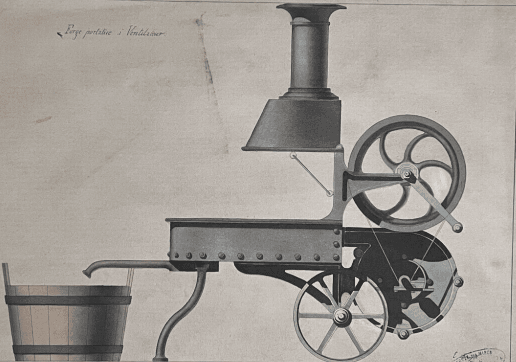 Antique Architecture Drawing Building, Troley, Engineering Machine c. 1850
