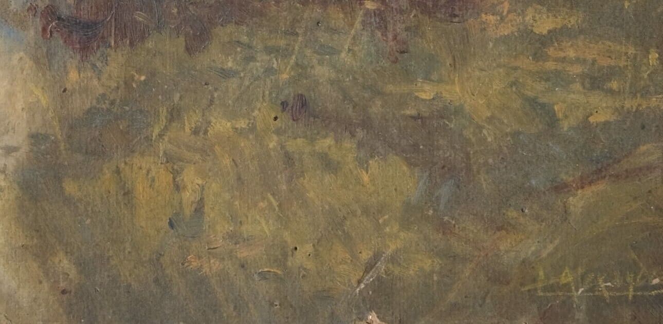 Antique Oil Original Painting Landscape, Trees, Forest image 2