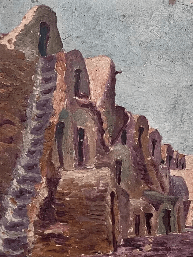 Antique Old Original Orientalist Painting Landscape image 3