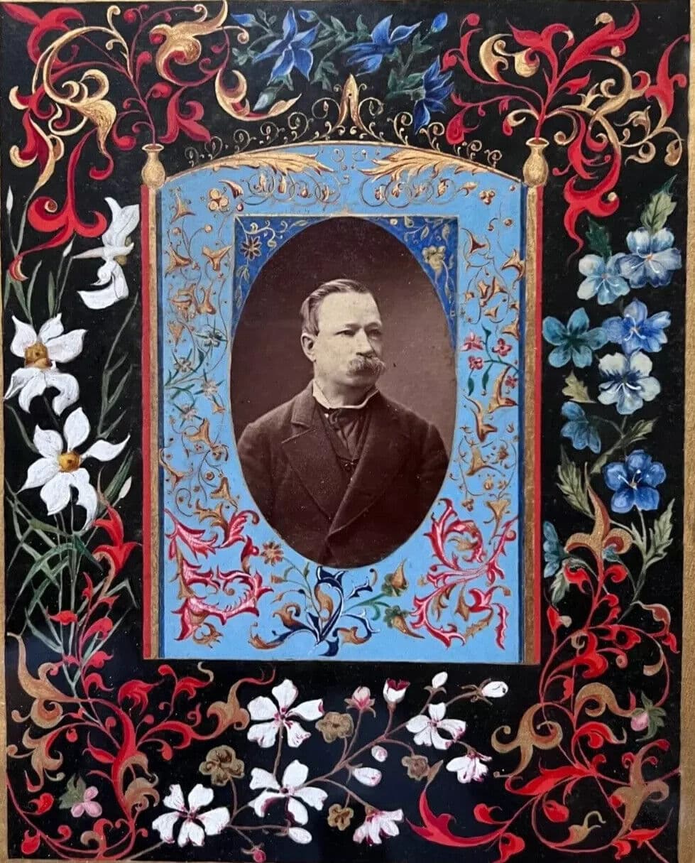 CDV Photograph Man Portrait 19th century Floral signed image 6