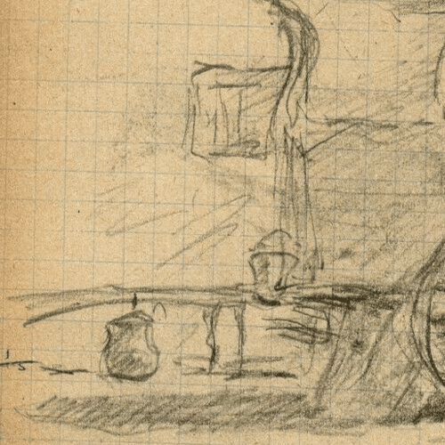 Antique Pencil Drawing Original signed Characters, Caravan, Genre Scene image 3