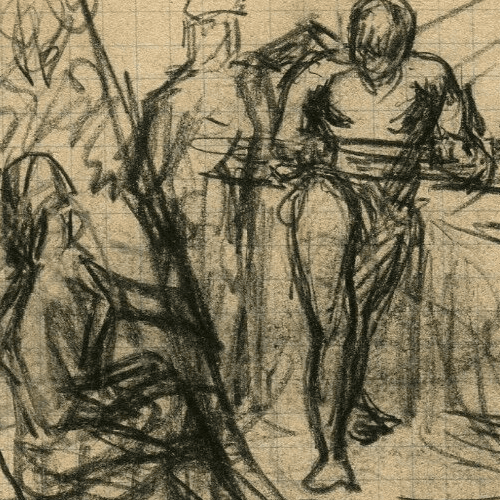 Vintage Original Pencil Drawing Sketches Figures, Race, Military Artwork image 5