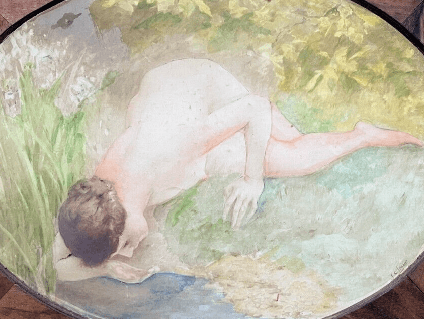 Antique Original Painting Nude Woman Drinking Charles Amable LENOIR (1860-1926) image 1
