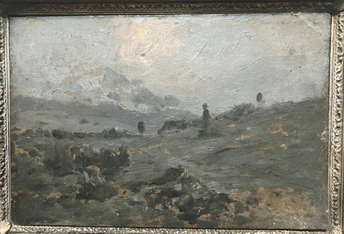 Antique Painting Original Maritime, Sea, Landscape, People, Boats signed image 4