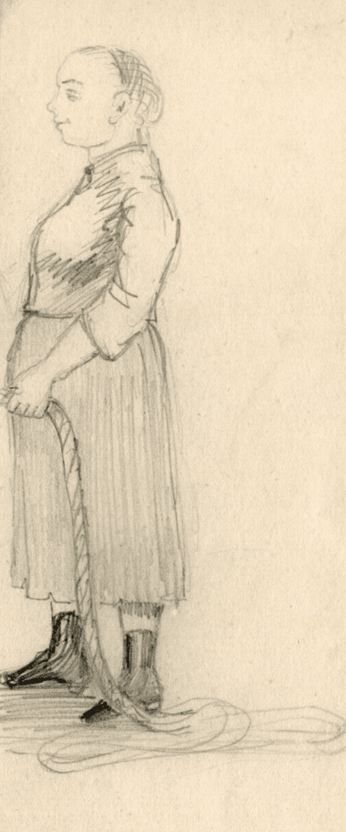 Antique Drawing Pencil Original Woman and Man Profil Portrait image 1
