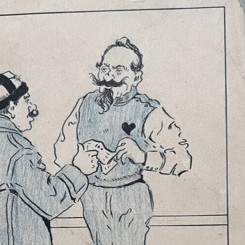 Vintage Ink Original Drawing Ernest B. Lem THELEM (1869-1930) Cartoon, Men image 2