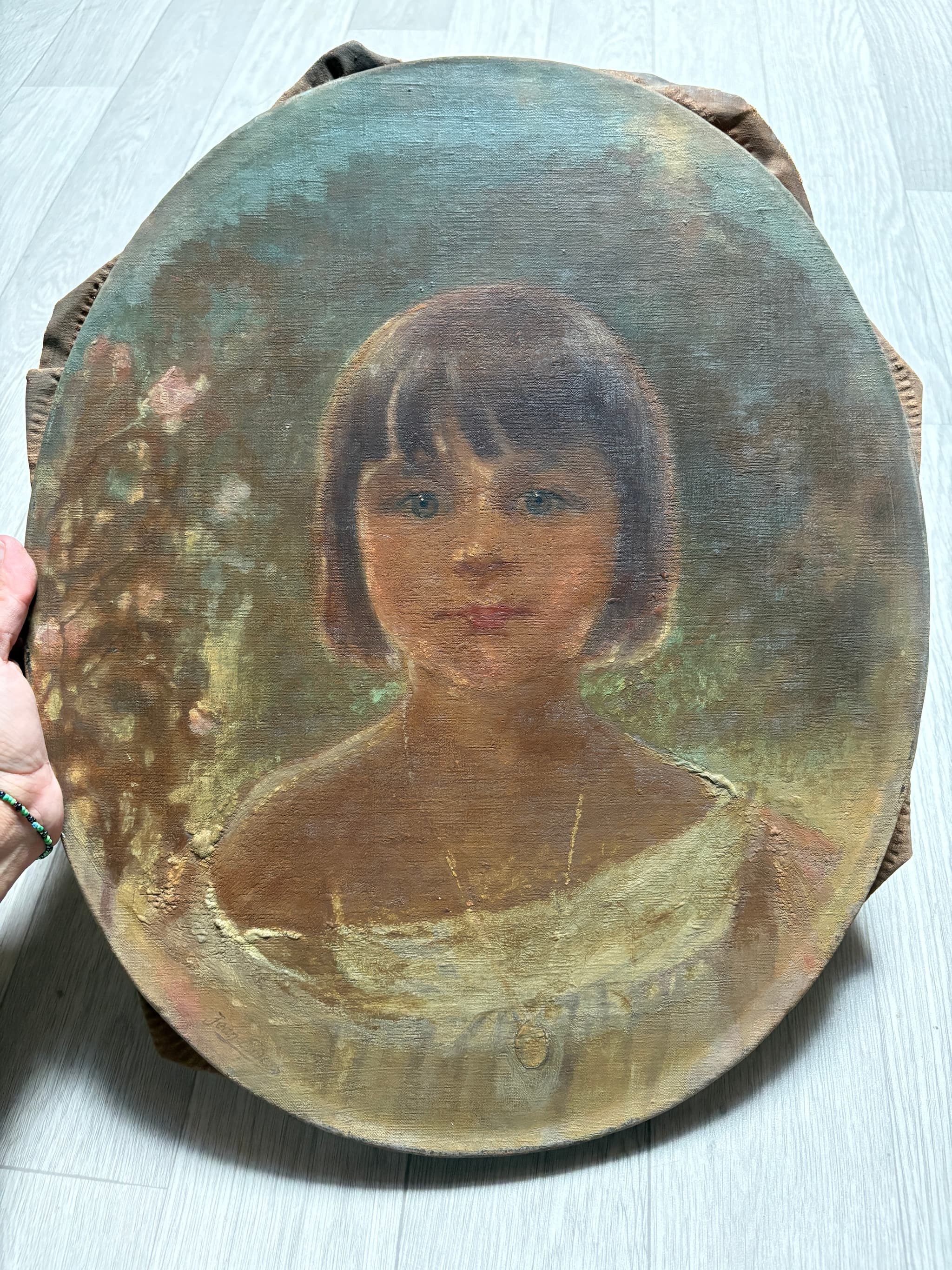 Painting by Jean Joseph ENDERS (1862-1936) Young Girl Portrait image 2