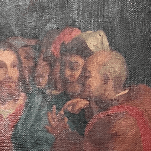 Antique Painting Original 19th century Religious Christ, Apostles image 4